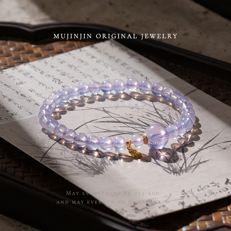 【木槿槿】天然紫玉晶水晶手串女款约5m小众首饰时尚饰品串珠手链