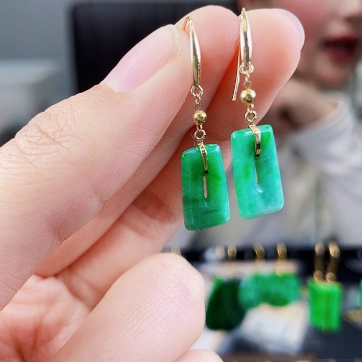 翡翠耳饰18K金镶嵌饰品