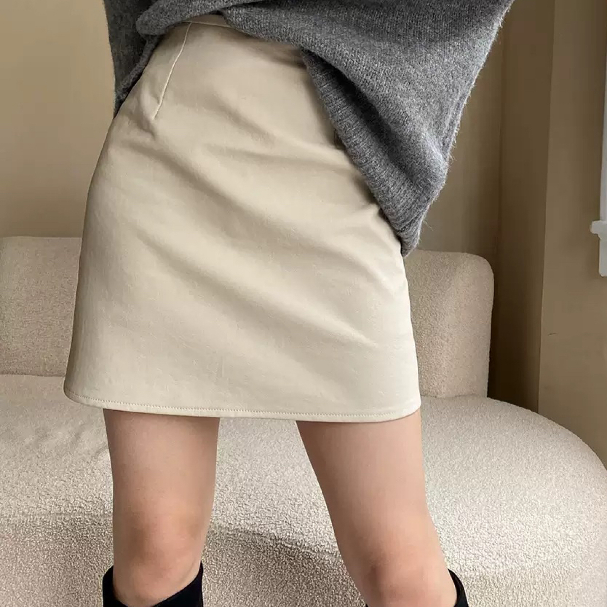 半身包臀裙秋冬高腰显瘦A字包臀短裙小个子遮胯防走光时尚