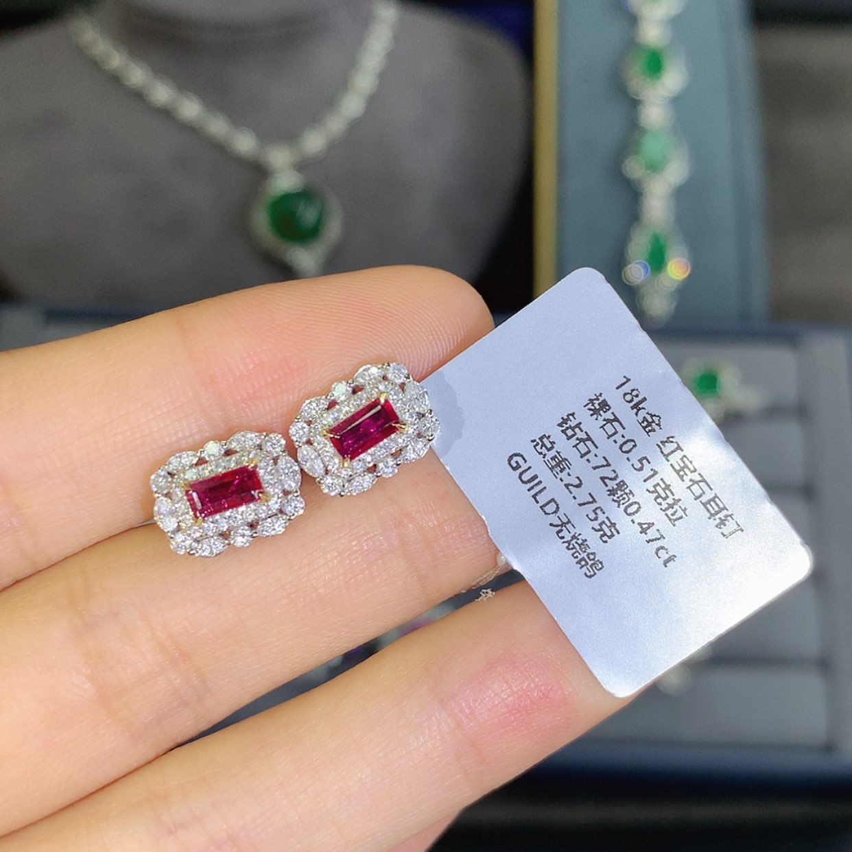 【闪购商品】红宝石耳钉18K金镶嵌