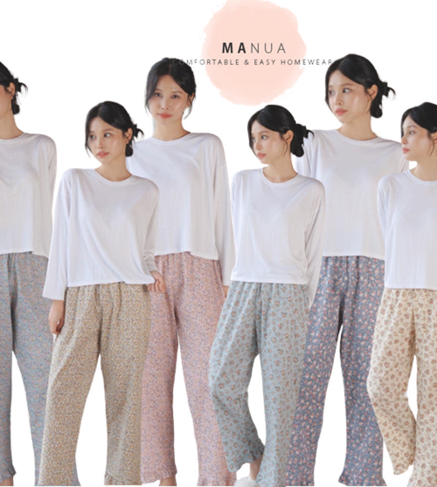 延吉成宝【韩国睡衣】ma家～九分裤薄裤春夏印花舒适薄款