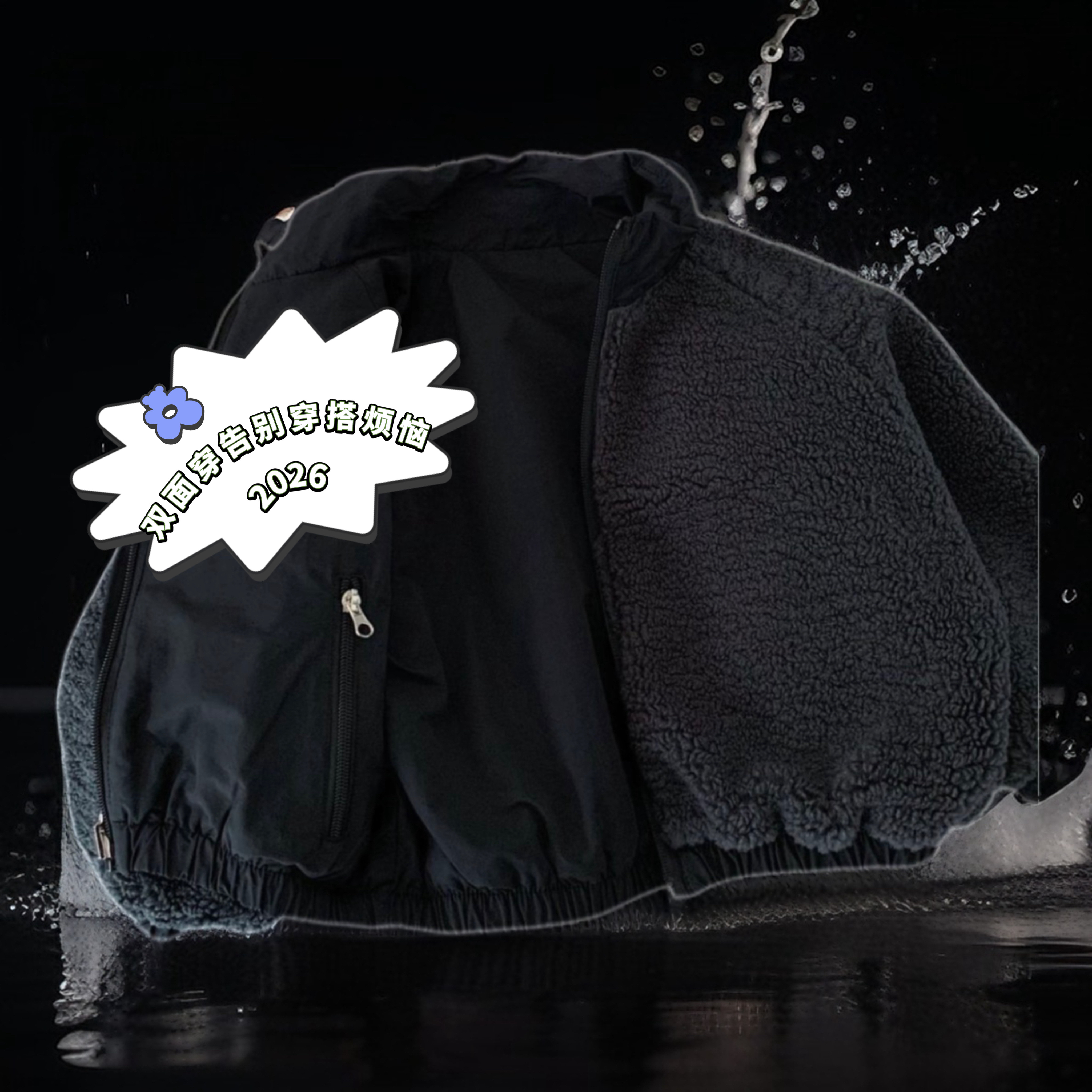 儿童简约棉服双面穿小狗外套