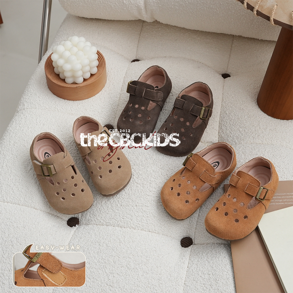 新款休闲百搭软底时尚复古儿童勃肯皮鞋男女童春秋魔术贴  250053