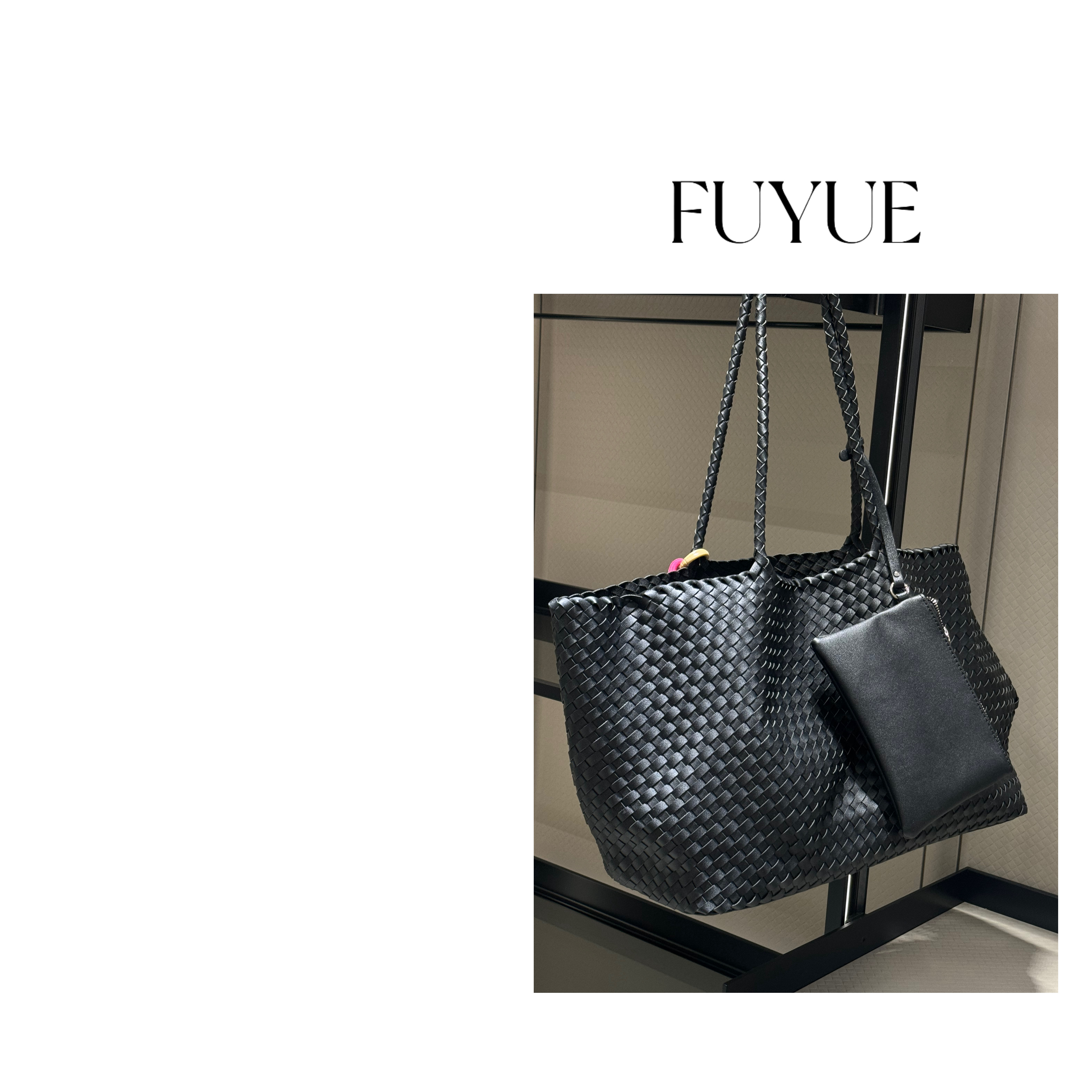 FUYUE赴约 品质大编织包包时尚休闲百搭肩包夏季小众网格设计师