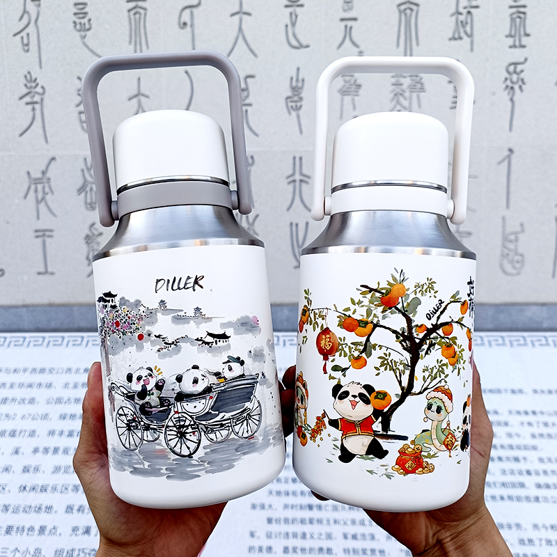 迪乐贝尔大容量保温杯男款316不锈钢泡茶杯子女学生户外运动水壶