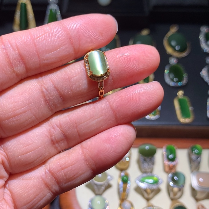 和田玉银S925镶嵌戒指