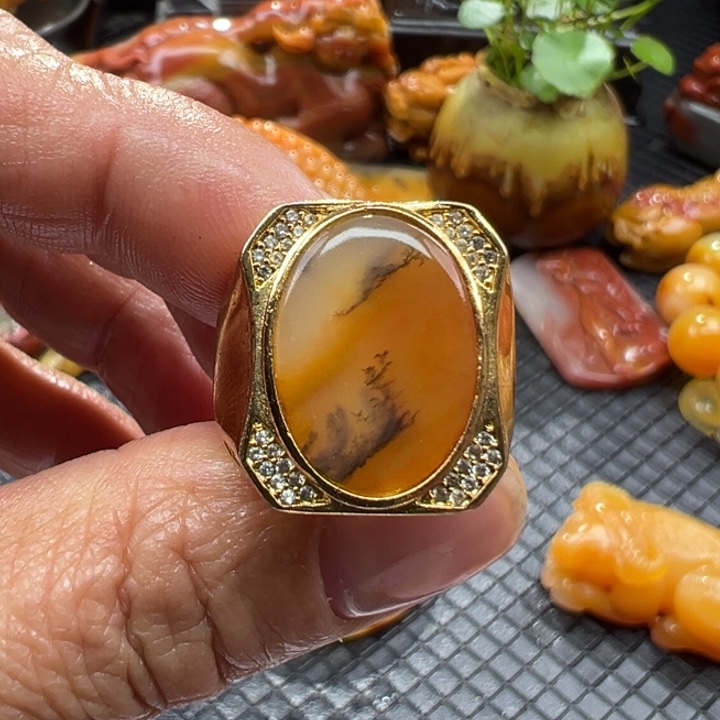 石英质玉（黄龙玉）颈饰未镶嵌