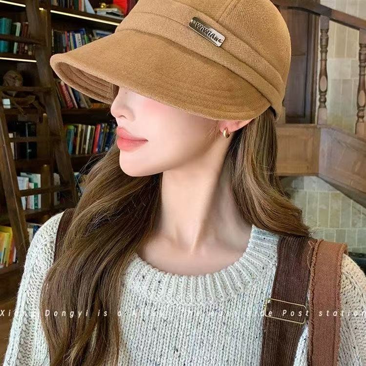 【毛呢】新款秋冬羊毛鸭舌帽防晒帽子渔夫帽百搭休闲大头围显脸小
