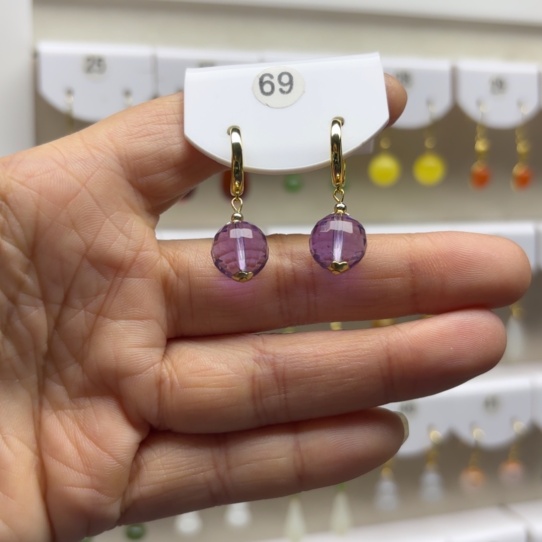 水晶耳饰银S925镶嵌