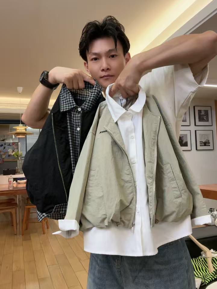 儿童2025年春秋新款假两件拉链上衣中大童男童韩版衣服