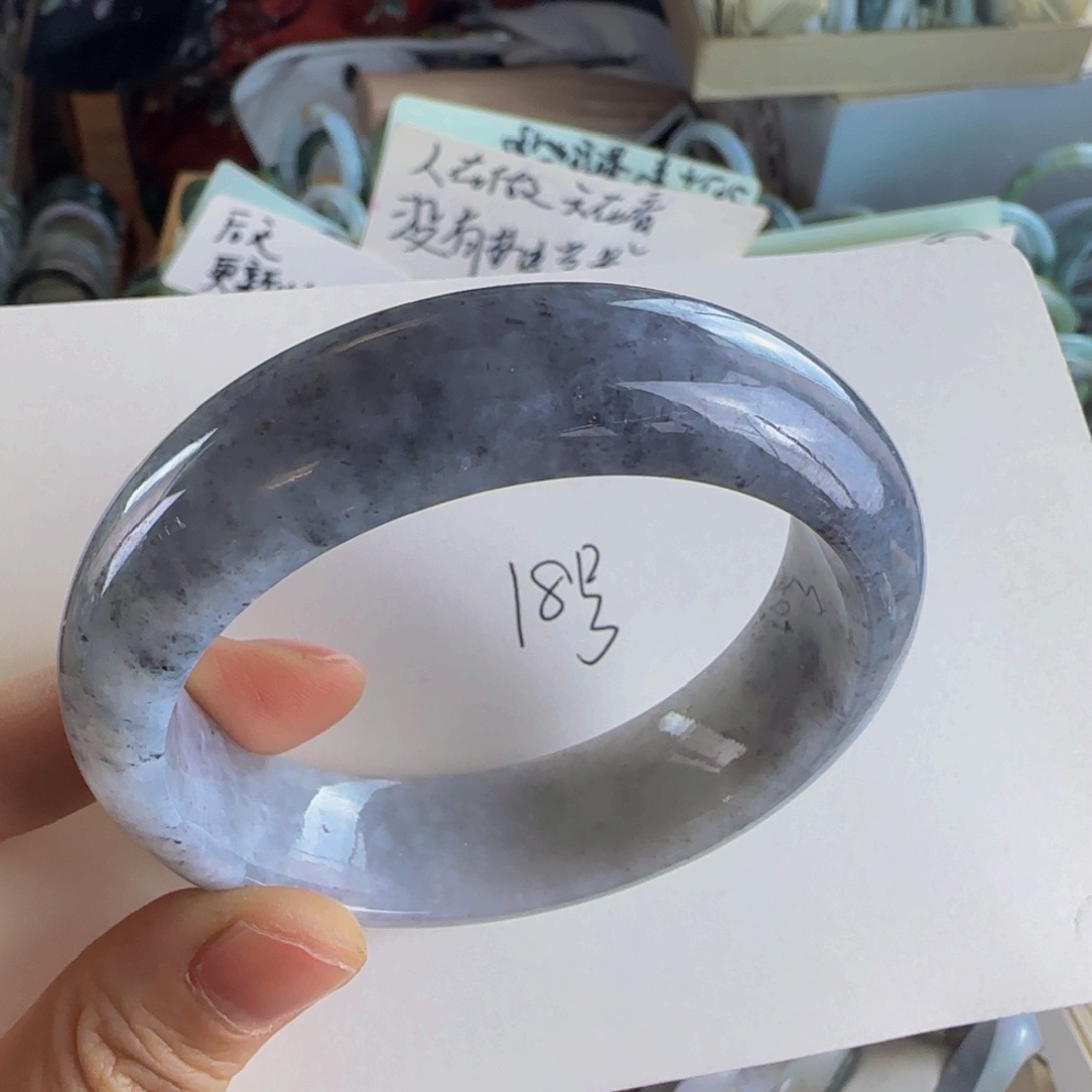 翡翠手镯未镶嵌老坑58圈烟紫