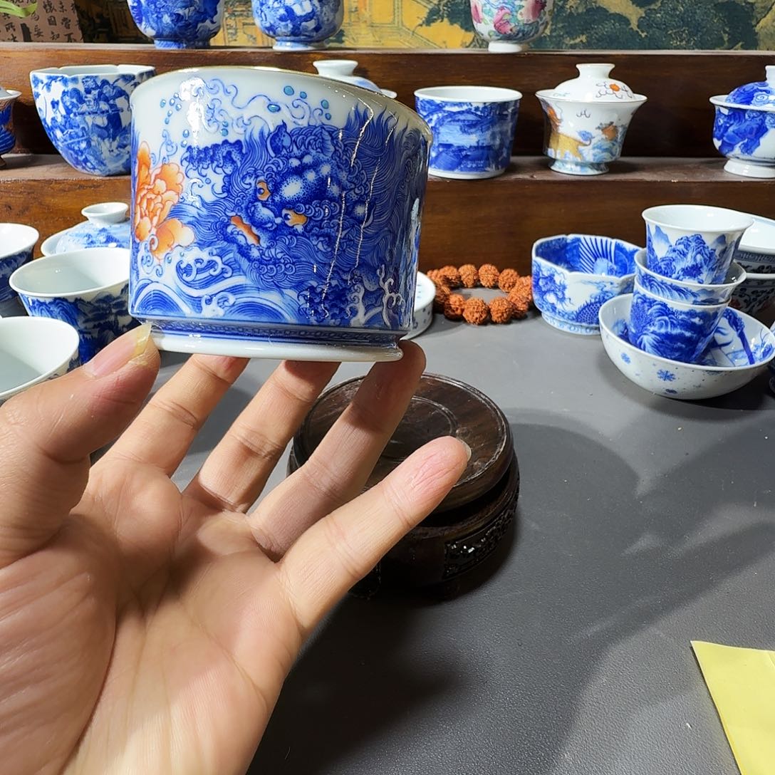 泥塑主人杯手工手绘