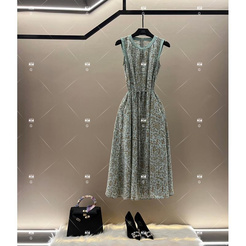 【L姐】夏季新款复古时尚百搭印花无袖连衣裙 H-1093