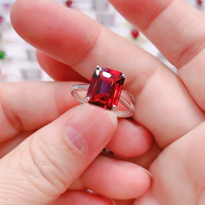 石榴石戒指银S925镶嵌