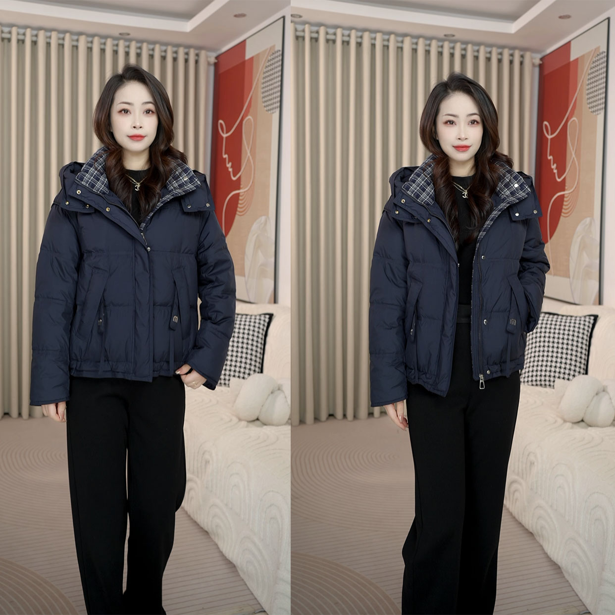 【羽绒服】新品气质时尚白鸭绒羽绒服冬季保暖连帽外套高品质女装