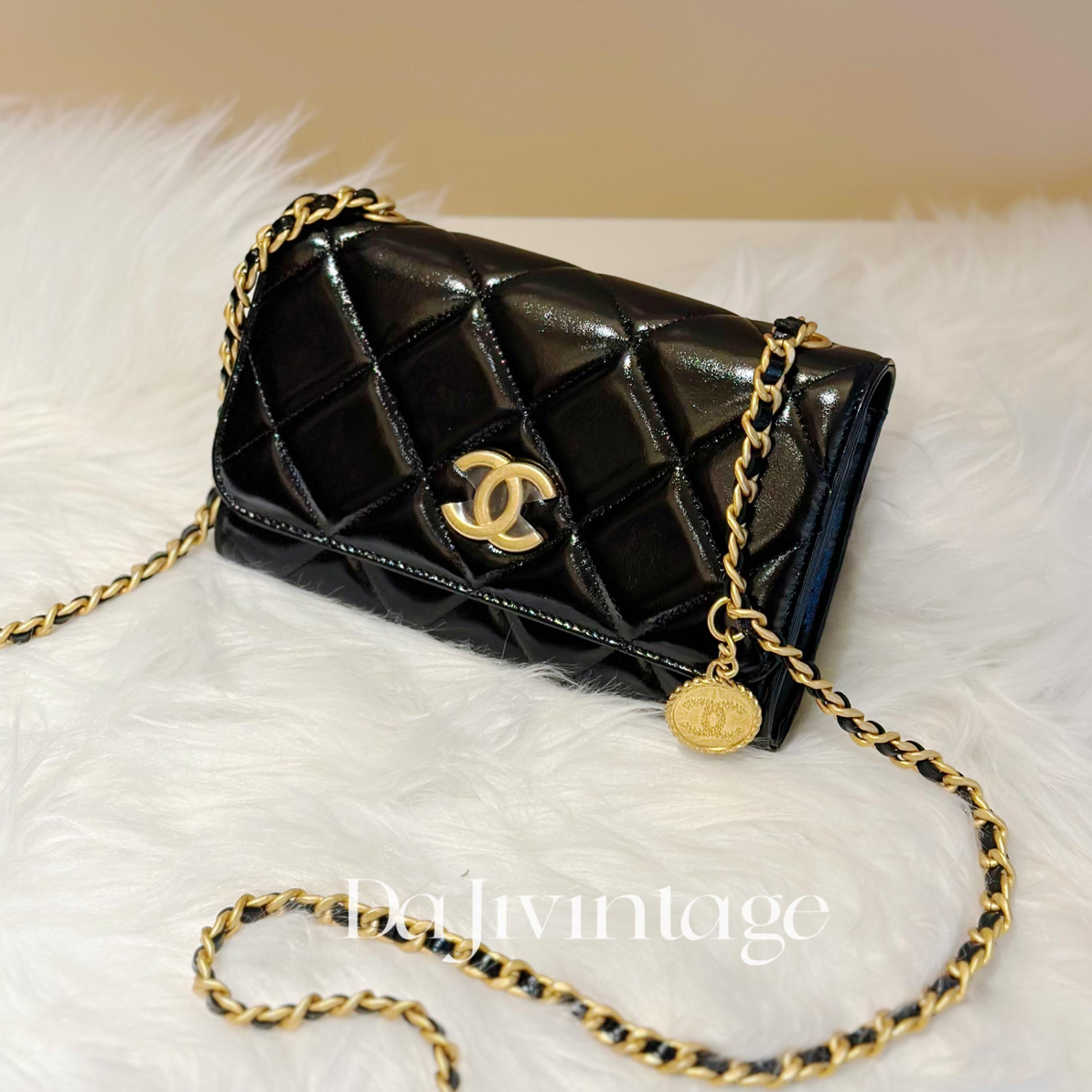 99新 Chanel/香奈儿 大吉中古SZ/22b金币油蜡woc斜挎