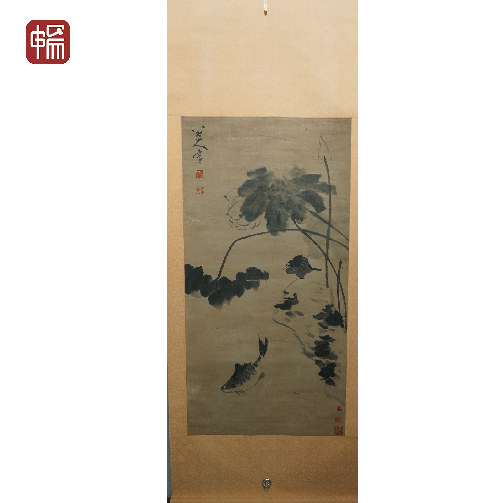 F957 清代《花鸟》八大山人134*68（8.2）纸本立轴  FL