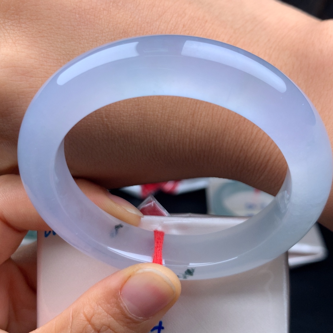 翡翠未镶嵌手镯冰紫炸光0毛孔宽版厚装