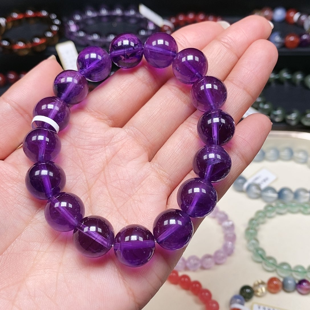 水晶手串未镶嵌紫水晶13.1