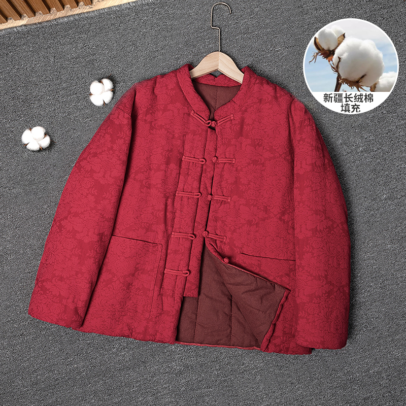 【高定版】缎面新疆长绒棉花2025新款纯色立领棉衣棉袄手工盘扣棉服