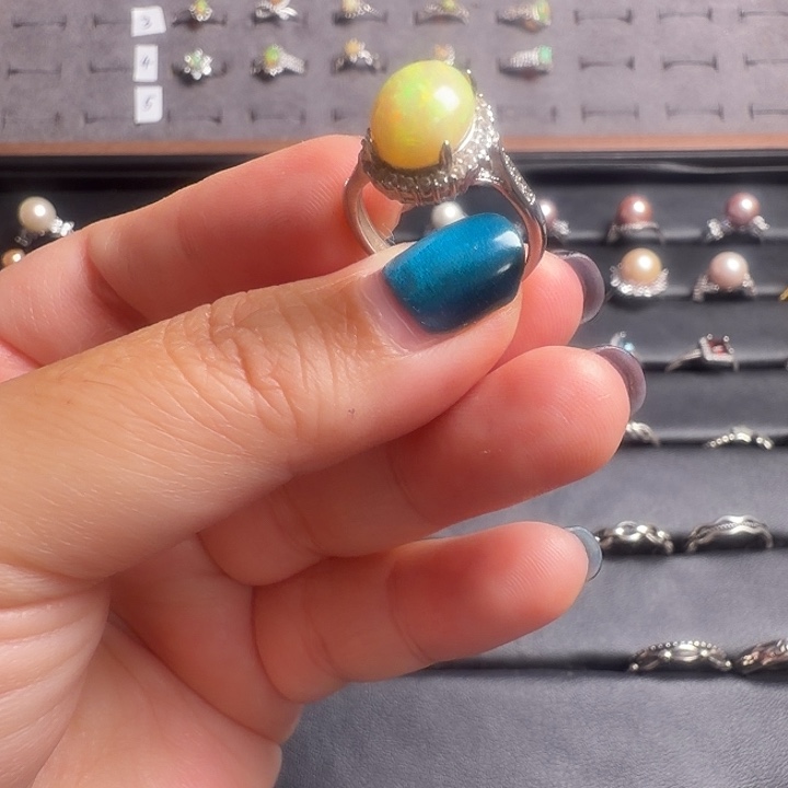 欧泊足银镶嵌戒指0808