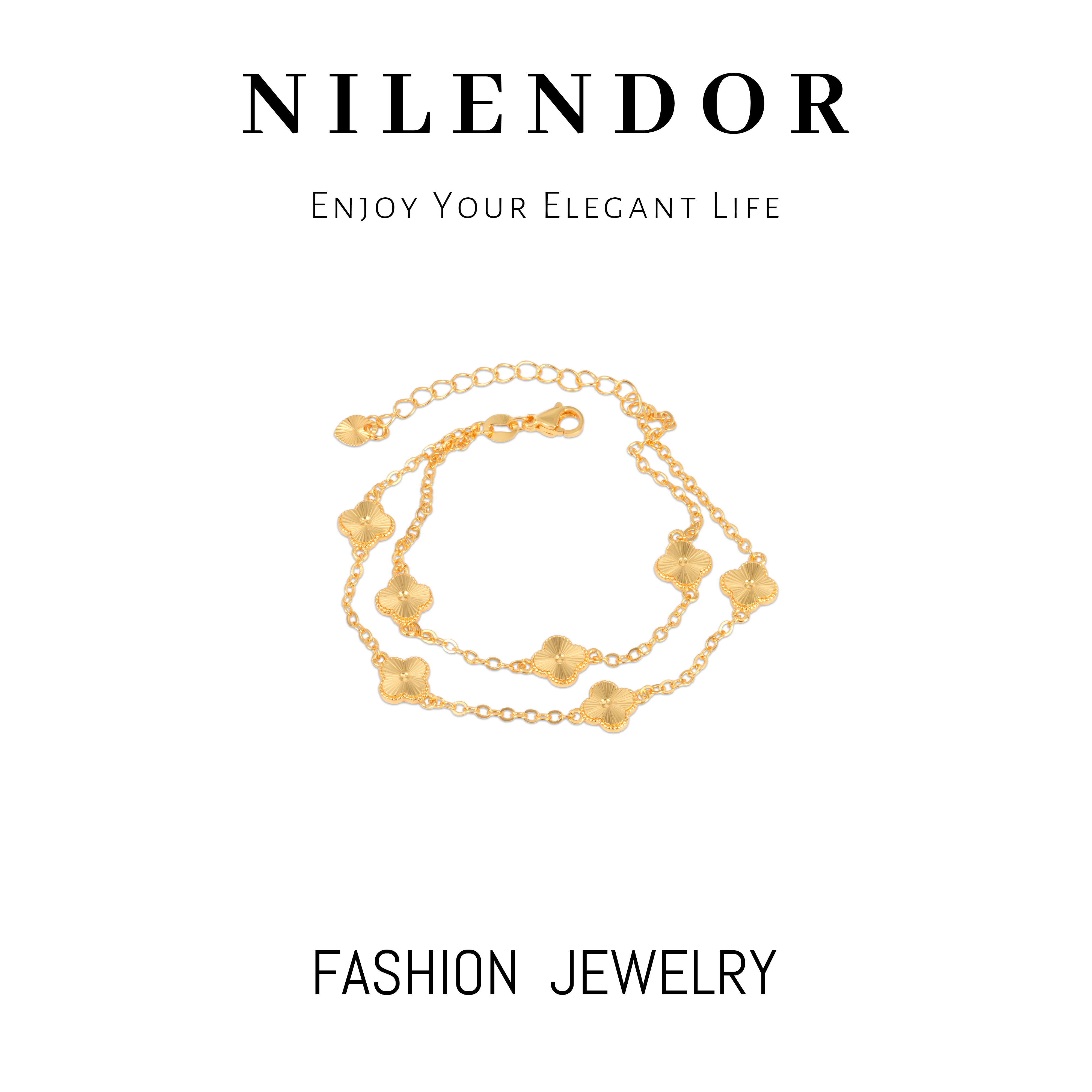 铜合金手链 SL-113新中式双层四叶草新款轻奢小众精致手链