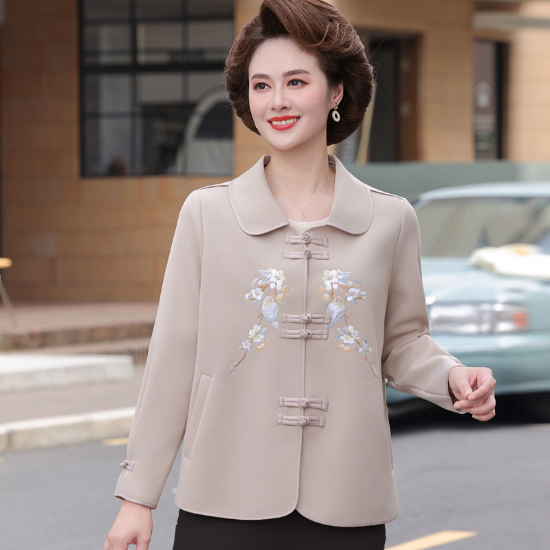 9090妈妈秋装时尚国风外套女新款中老年人春秋高级感洋气上衣短款