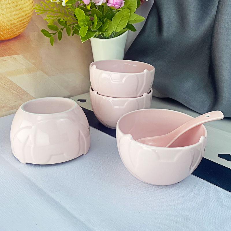 萌趣5英寸浮雕碗家用陶瓷卡通吃饭碗儿童餐具网红可爱米饭碗