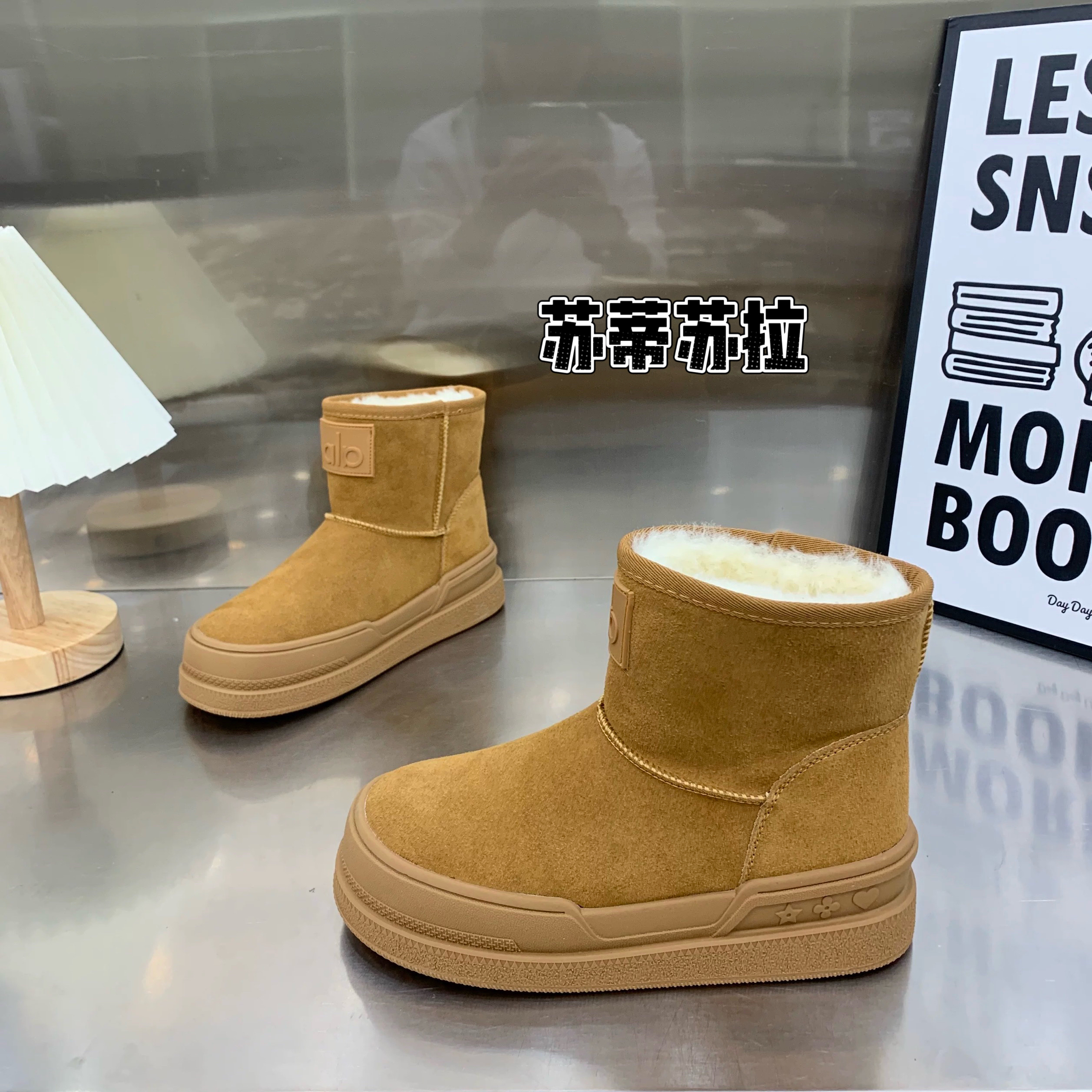 6339-5冬季新款厚底加绒雪地靴百搭时尚休闲超火棉鞋加厚保暖爆款