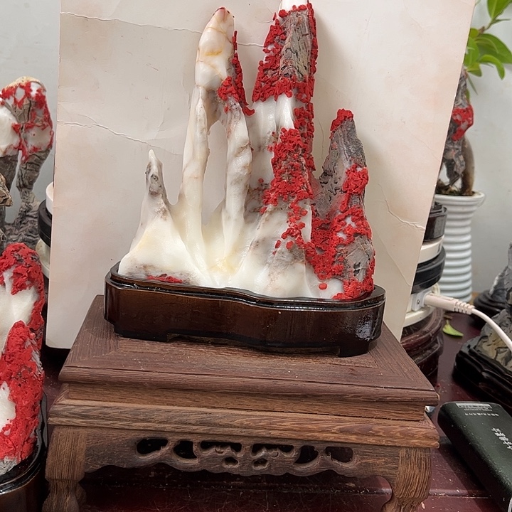 1***2石材灵璧白灵石摆件