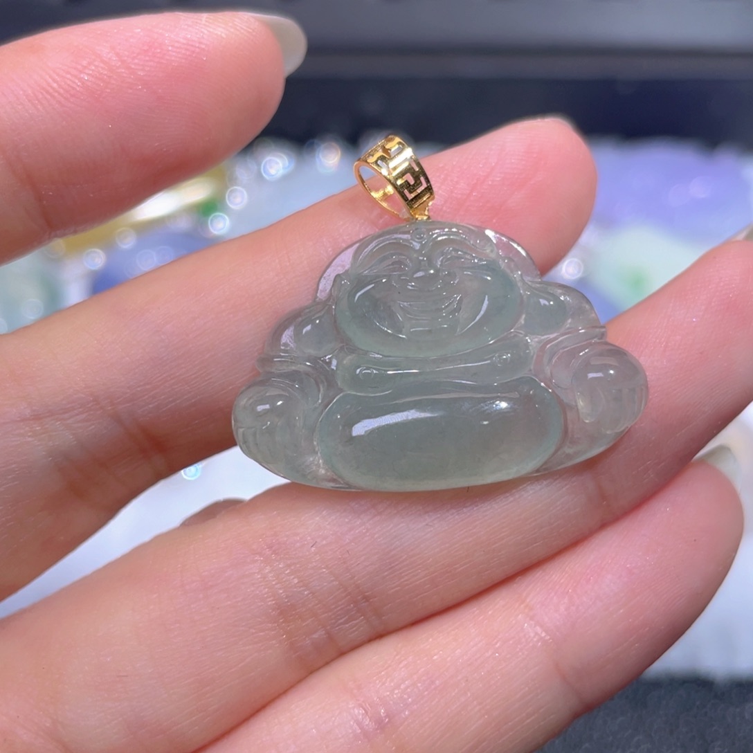 颈饰18K金镶嵌翡翠翡翠