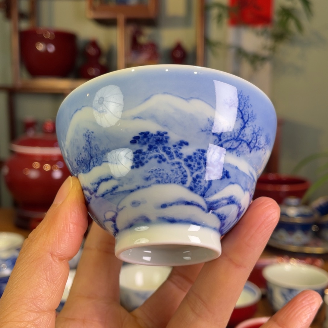 宇***生清欢雅玩原矿柴窑雪景福禄杯