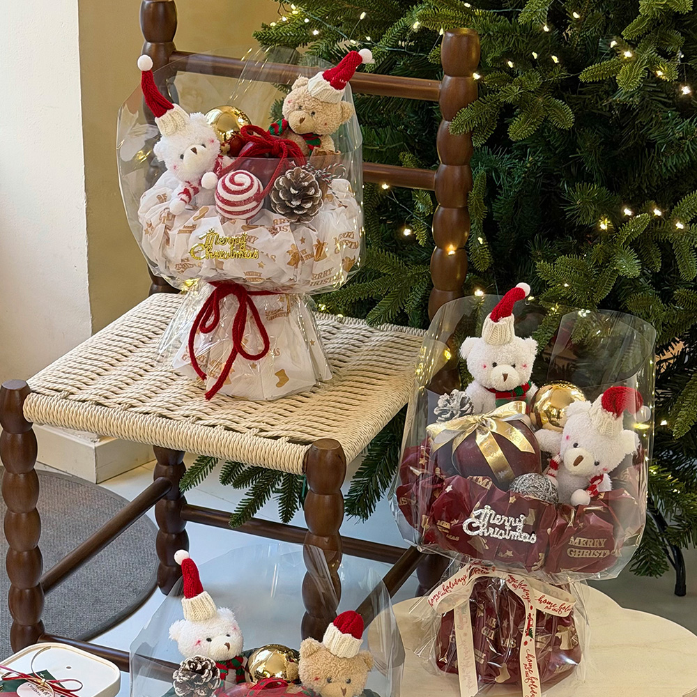 【花约】圣诞蝉翼膜鲜花防水印花纸圣诞花束礼品装饰花艺包花纸