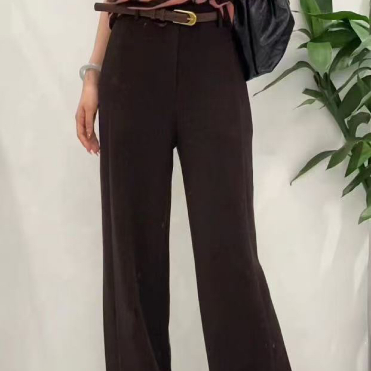 8963秋冬桑蚕丝绵裤高腰显瘦休闲直筒裤