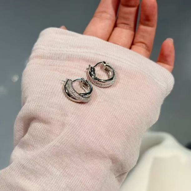 925银耳饰 交叉耳扣 星河闪闪绝美  通体s925 纯银