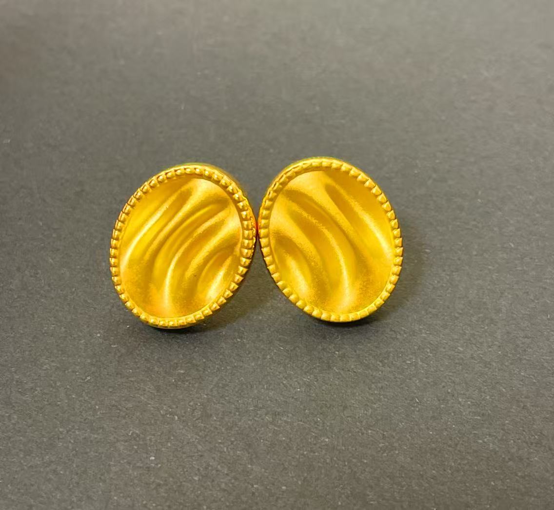 姐妹黄金 足金999流金岁月圆牌流沙耳饰