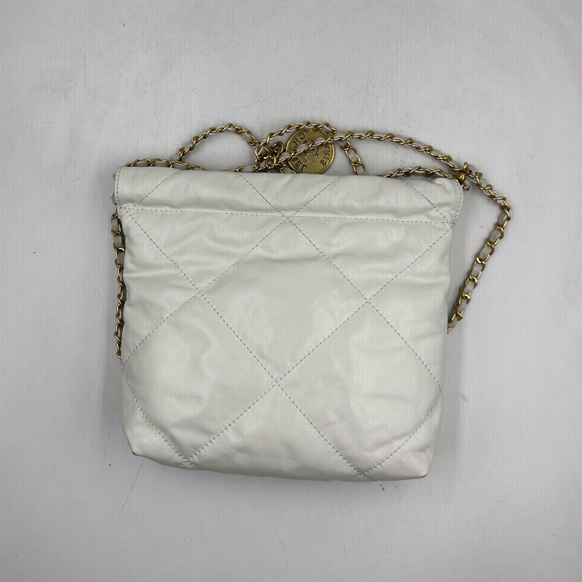 LQ-珍妮同款【油蜡亮面真皮垃圾袋】白色23cm 10228