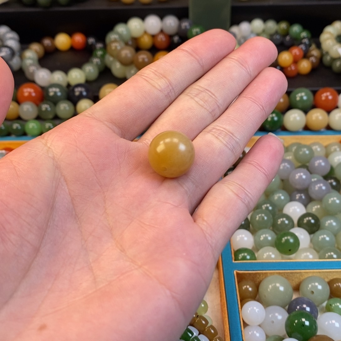 和田玉手串未镶嵌卡16且末糖单珠