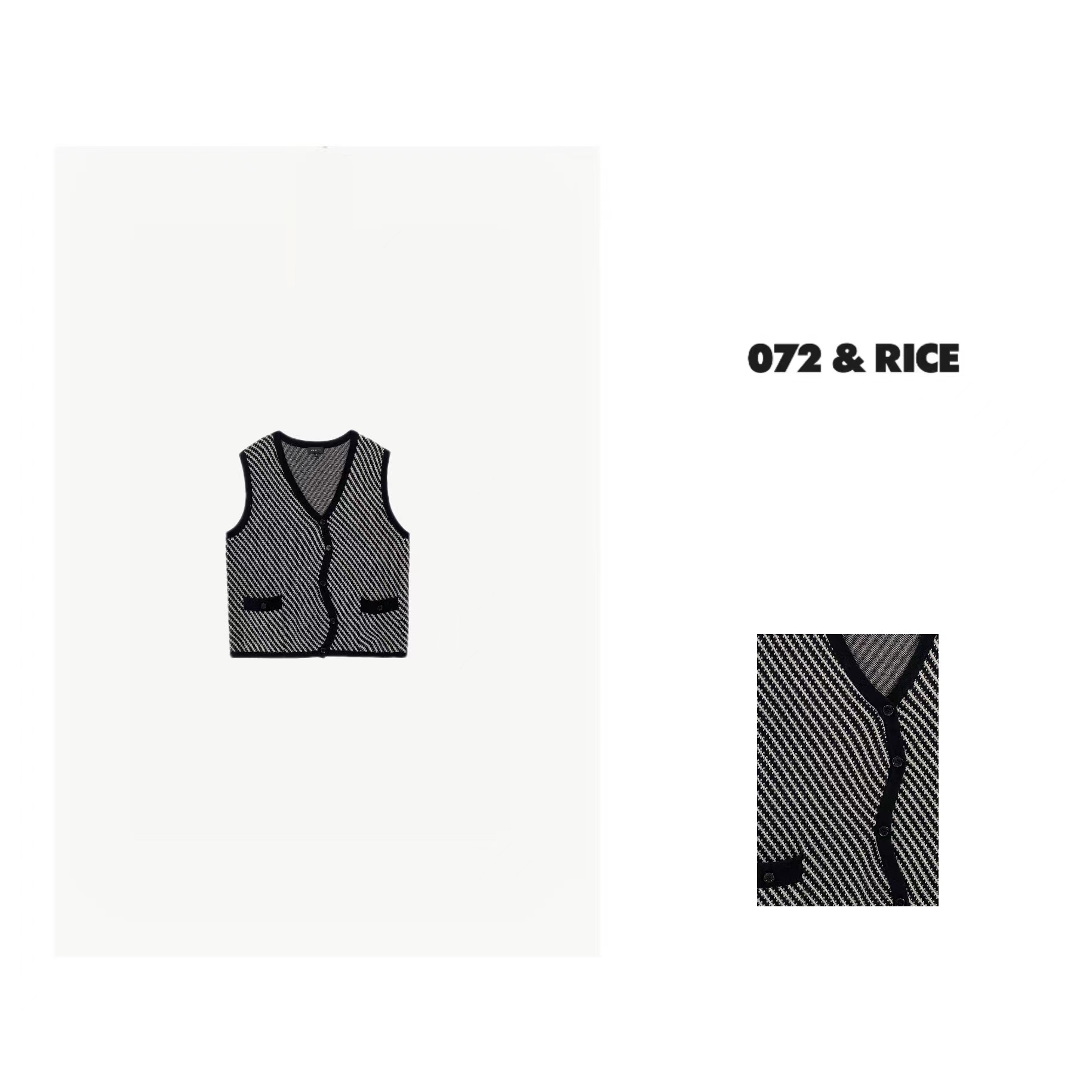 072 & RICE【布拉格】夏季休闲V领无袖针织马甲 LE178 FF126
