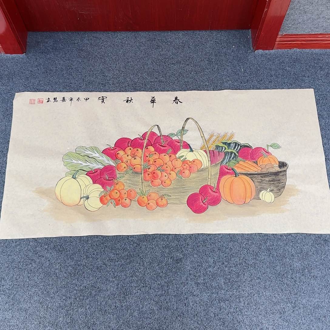 国画尺寸50X100手绘作品 