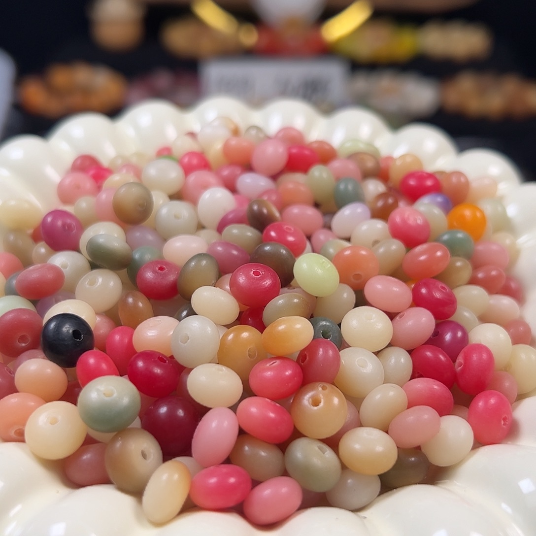 菩提根/象牙果手串微瑕卡9多彩算盘500颗有坏