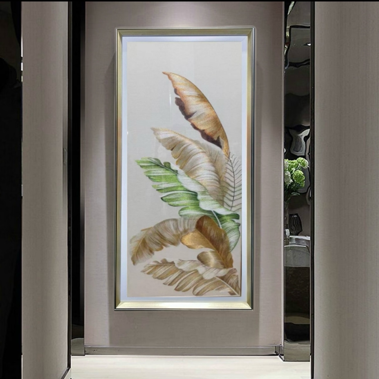 现代简约轻奢玄关装饰画新中式大家大业织锦刺绣苏绣画玄关过道画