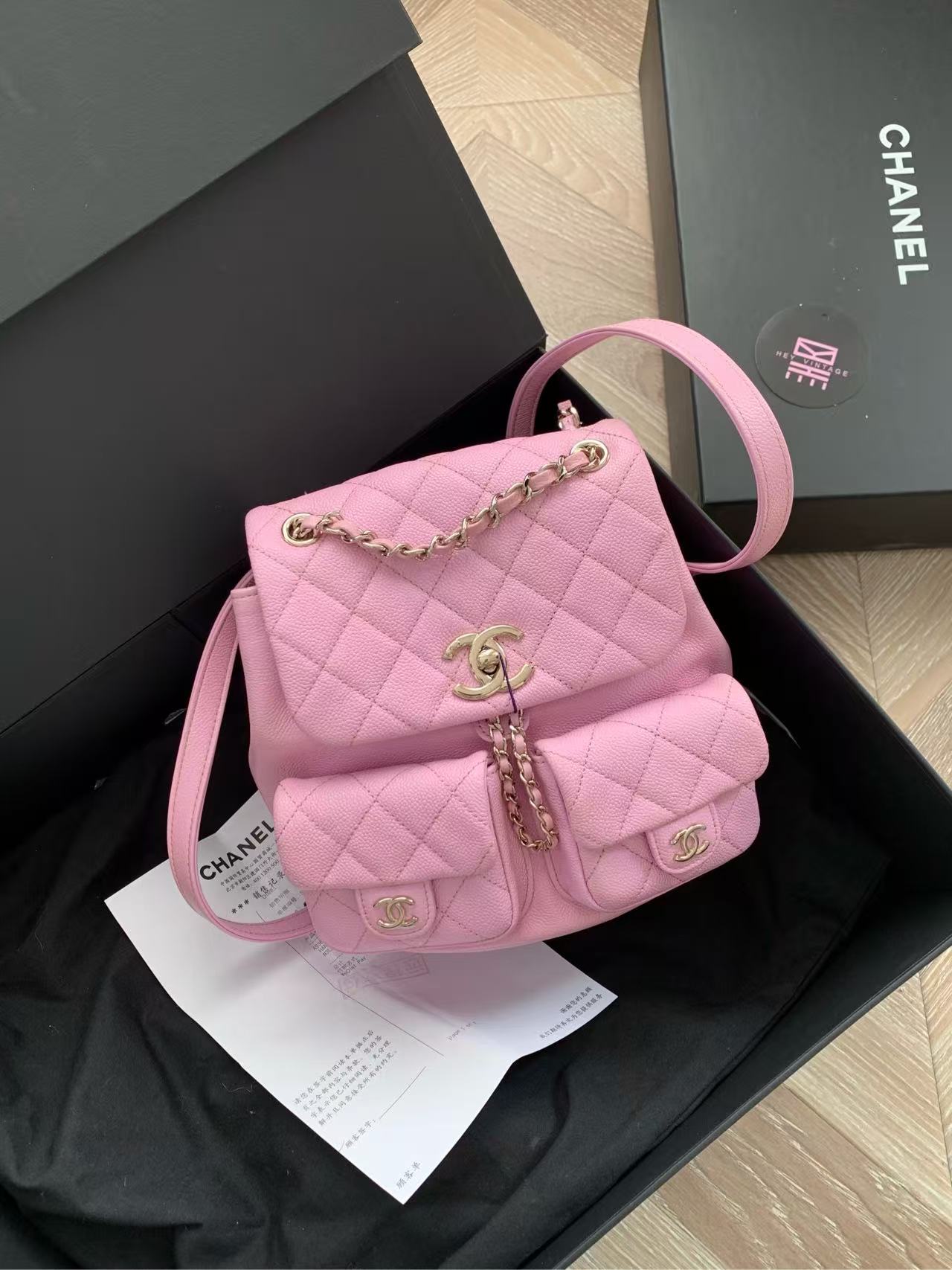 99新 Chanel/香奈儿 23A粉色小号青蛙双肩包 18cm  15950286
