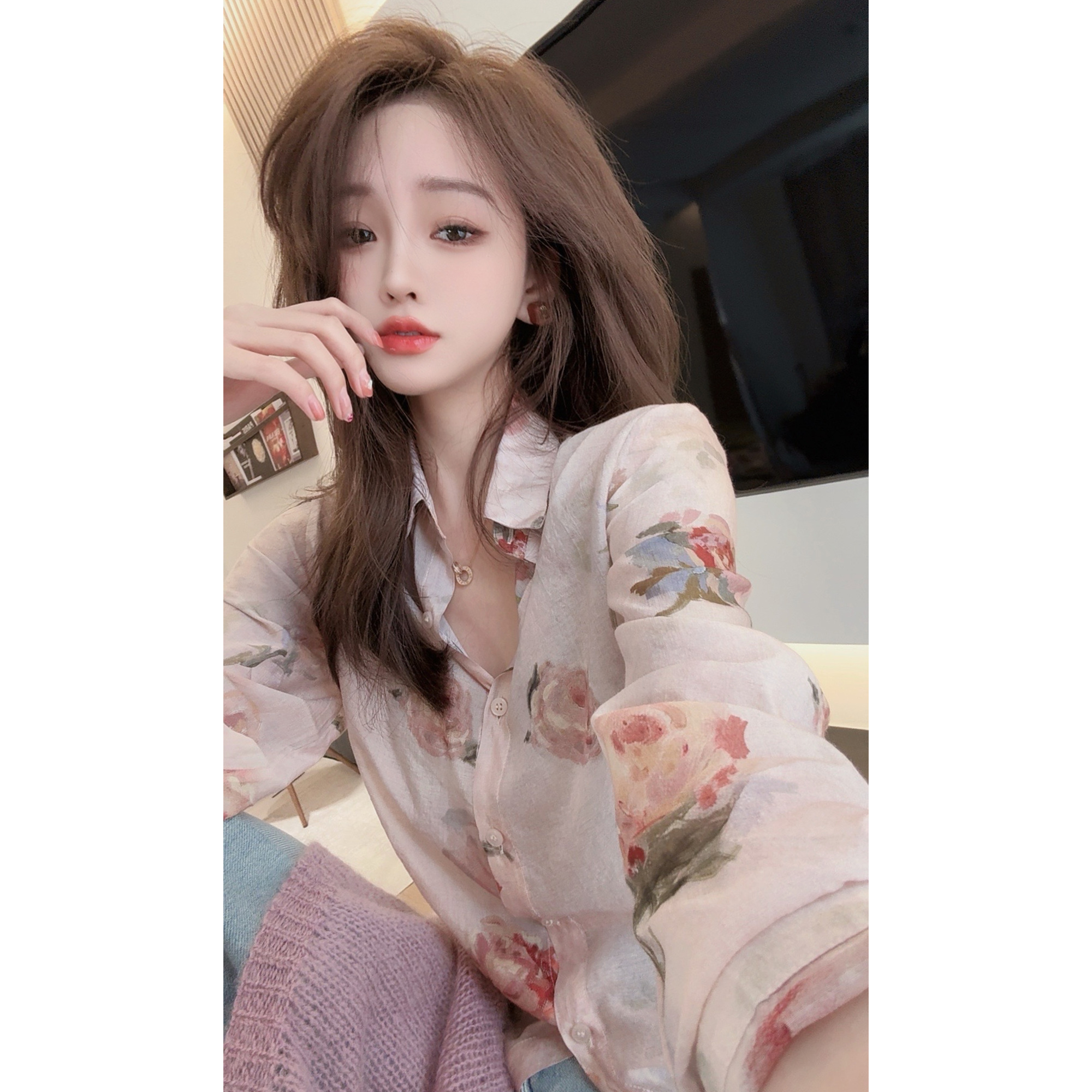 【CHEN】港风气质设计感碎花小衫女人味显白显瘦长袖衬衫女25022101