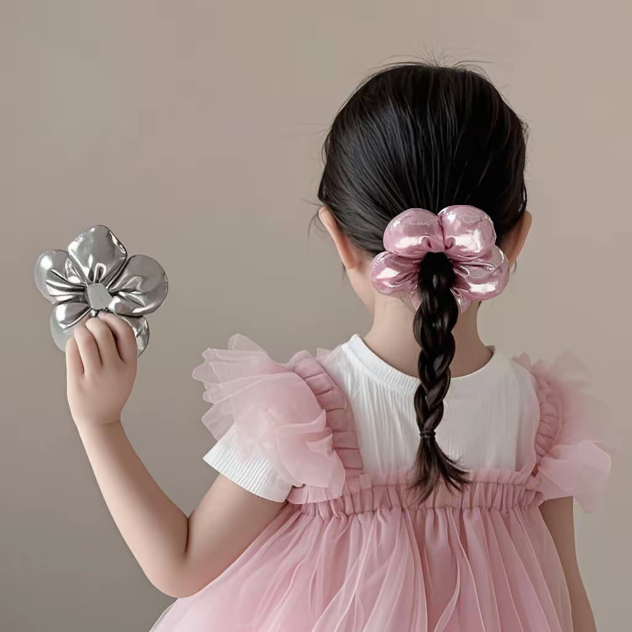 儿童发饰宝宝高级感丝绒发绳头饰女童甜美立体花朵肠圈丸子头发圈