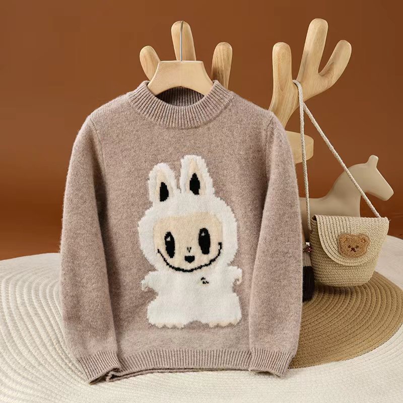 拉布布卡通风加厚男女童羊毛针织衫MY2505
