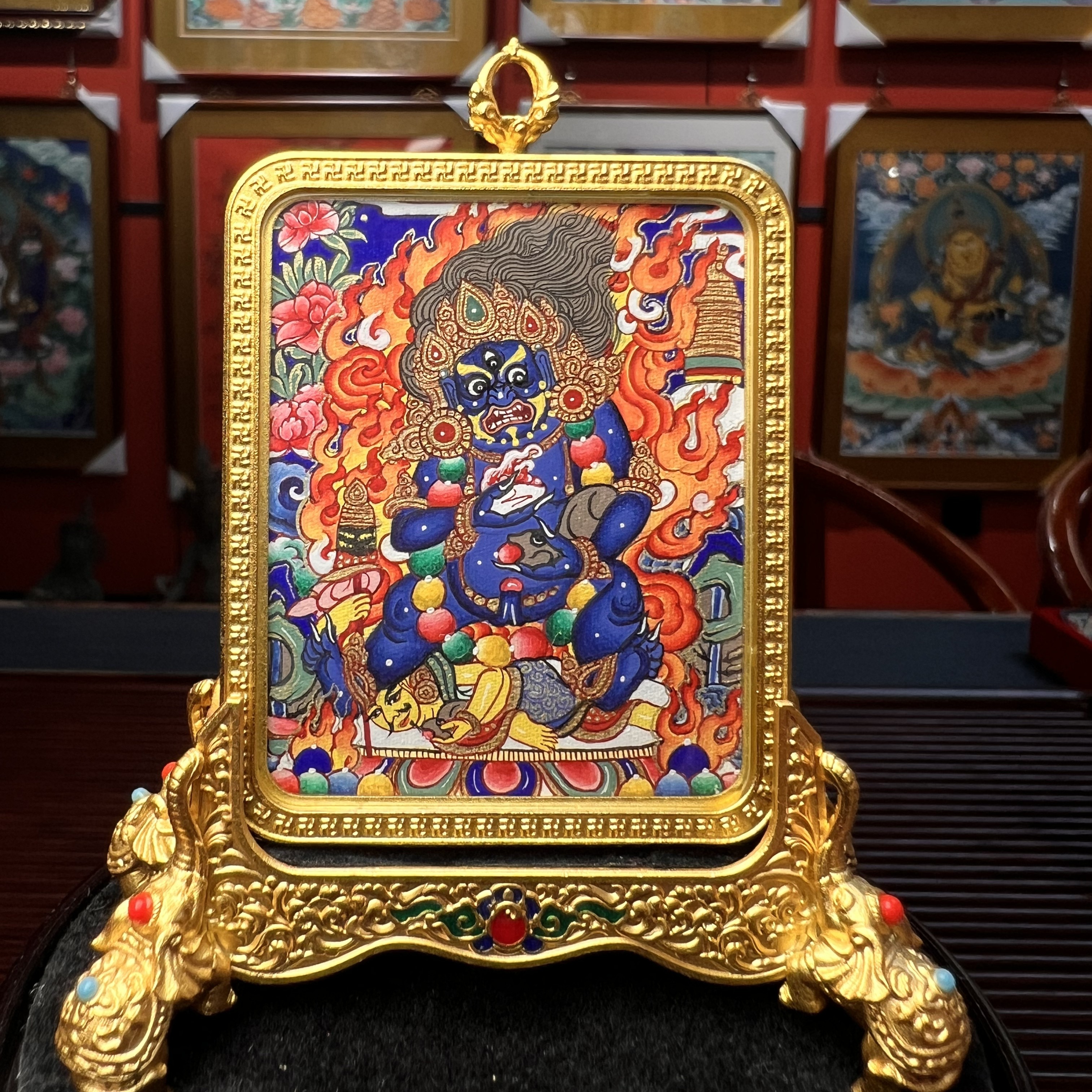 纯手绘唐卡黑财神