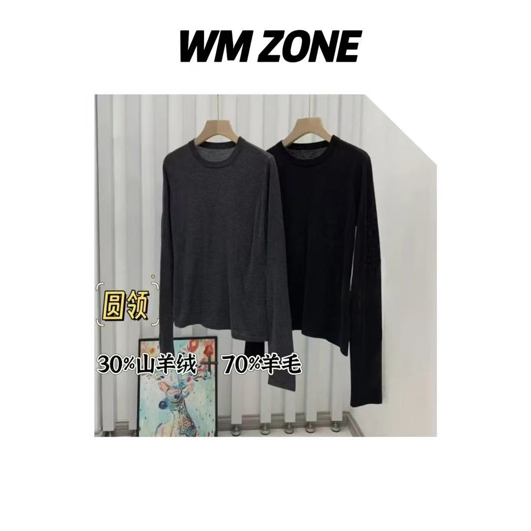 WM  3-14-2986  纯色薄款圆领针织打底