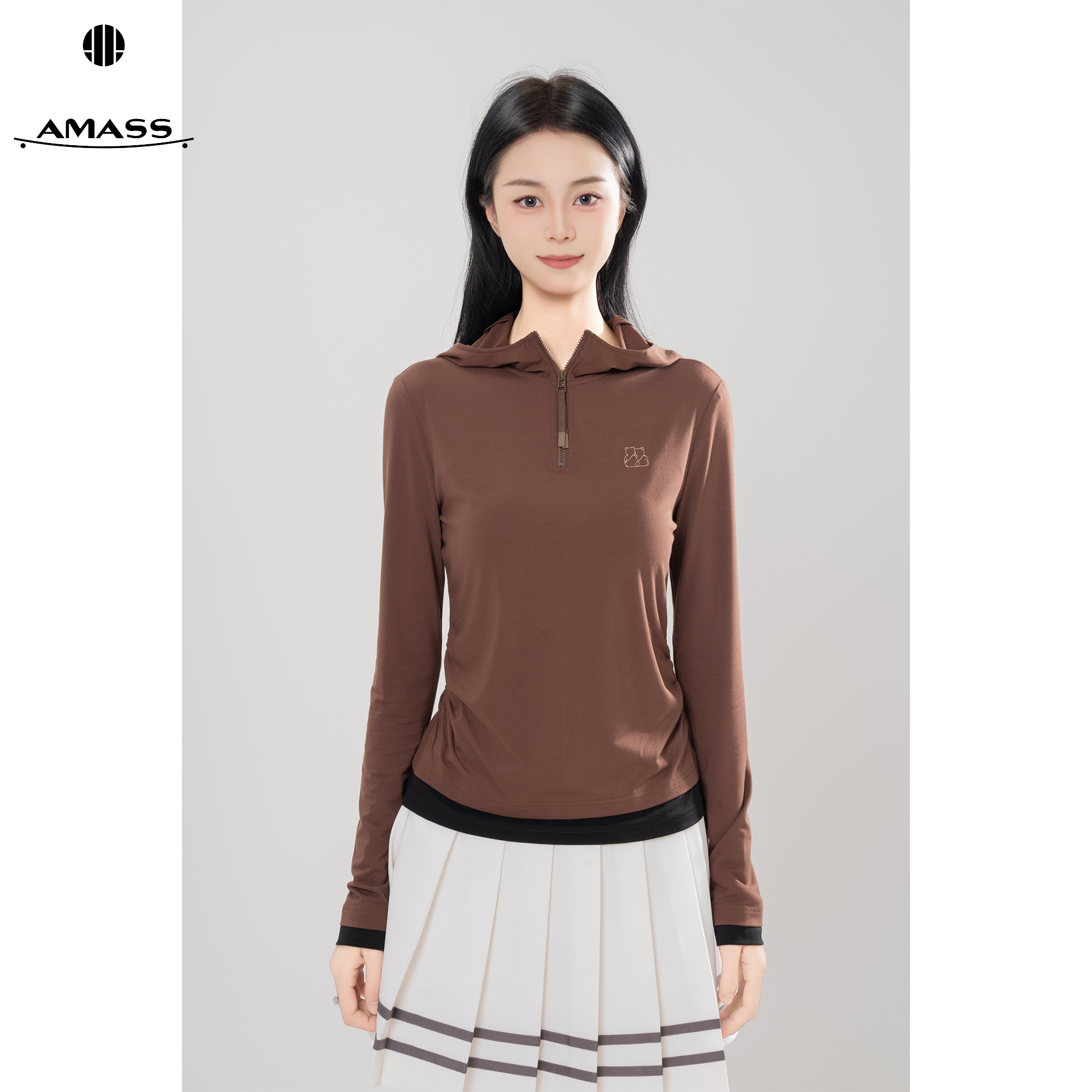 AMASS/阿玛施早春新款设计感拼色时尚立领修身休闲质感卫衣530262