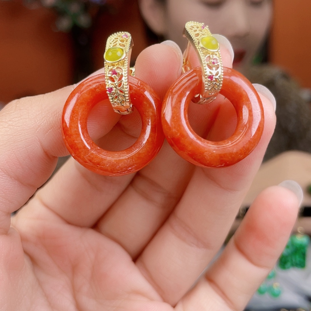 翡翠未镶嵌耳饰饰品